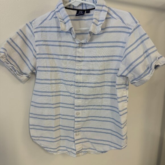 Bundle Set of 2 Kids Boys Short Sleeve 100% Cotton Button Down Shirts Tops - Picture 2 of 8